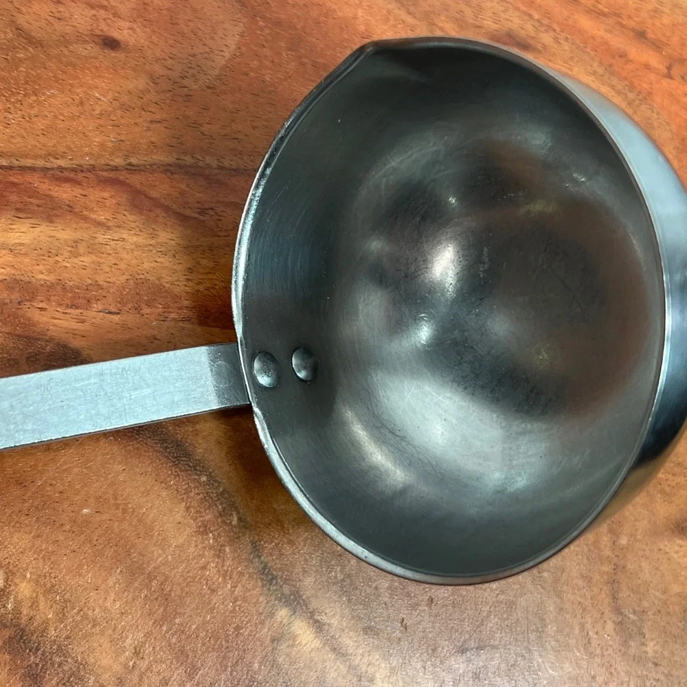 Ekco Forge Vintage Stainless Steel Ladle Yellow Handle USA Pour Spout 11 Inch
